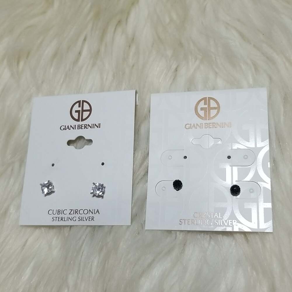 NWT Giani Bernini Cubic Zirconia and Black Crystal Stud Earrings